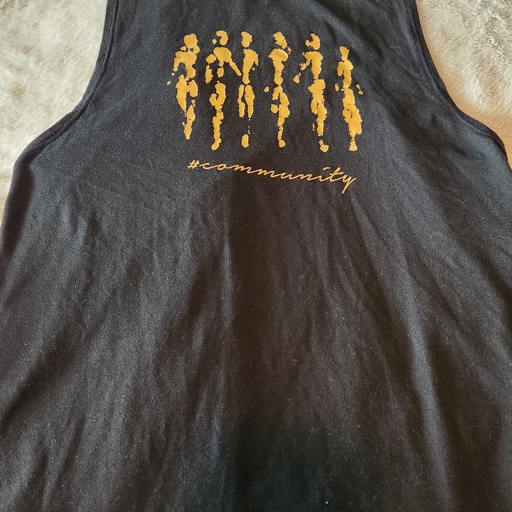 ZYIA Black and Orange Tank Top with Bold Design